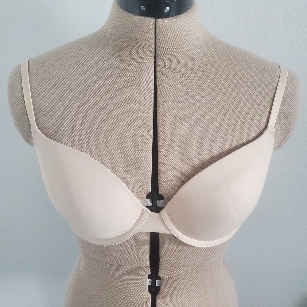 Victoria's Secret PINK Bra 32D Beige Underwire Smoothing Everywhere Push Up Bra